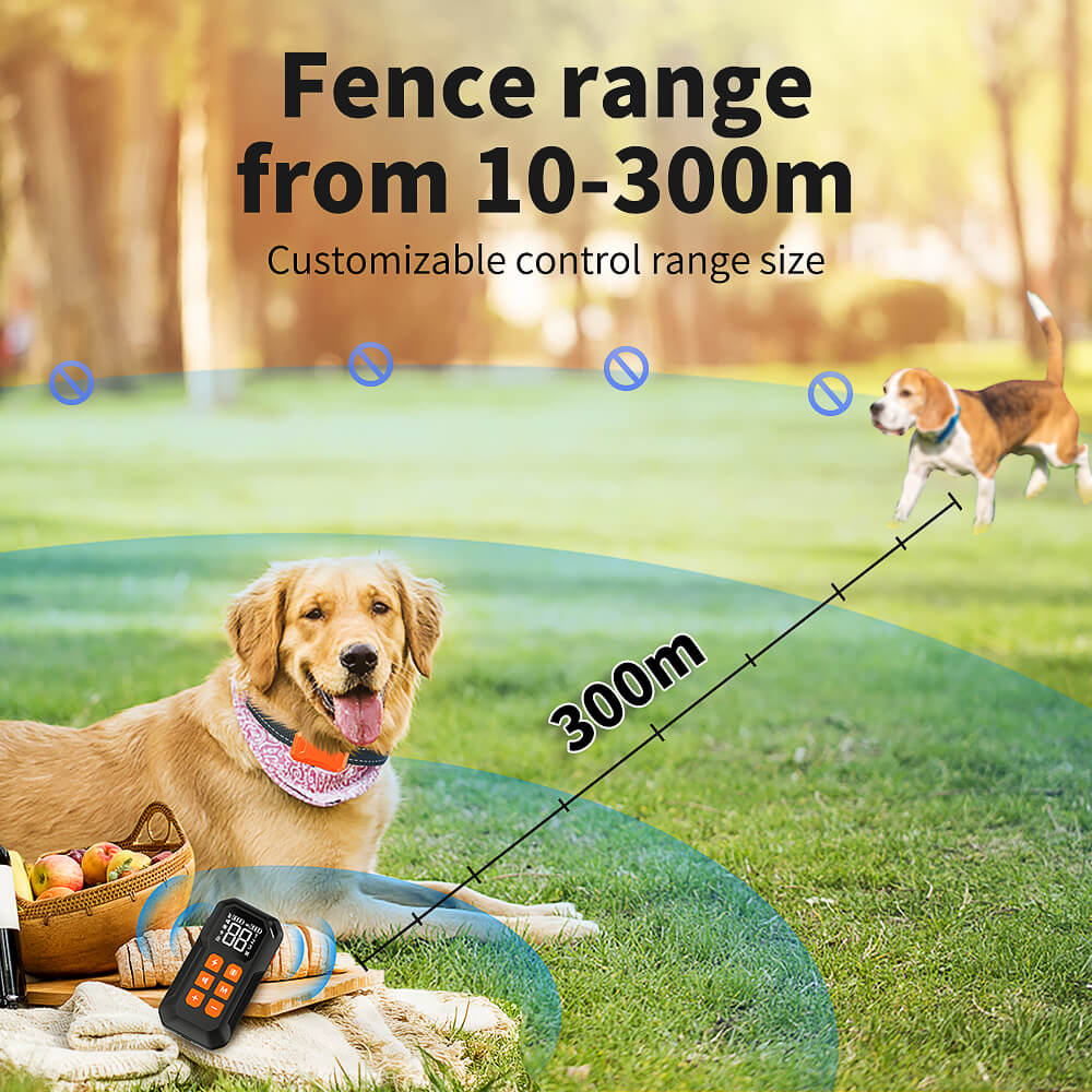 MASBRILL Wireless Dog Fence 2 in 1 Electric Fence for 3 Dogs Training Collar