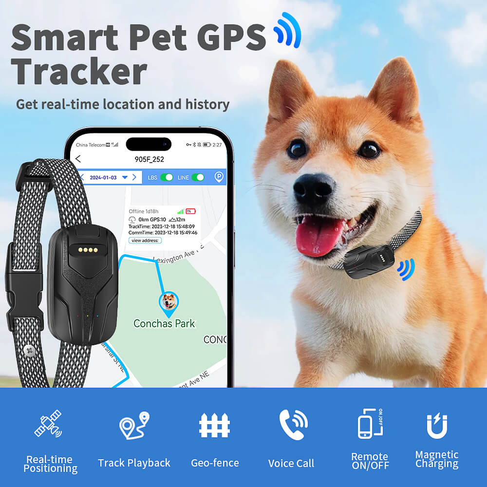 MASBRILL 4G GPS Pet Tracker Collar With Multiple Positioning Modes and Voice Call Function-G713