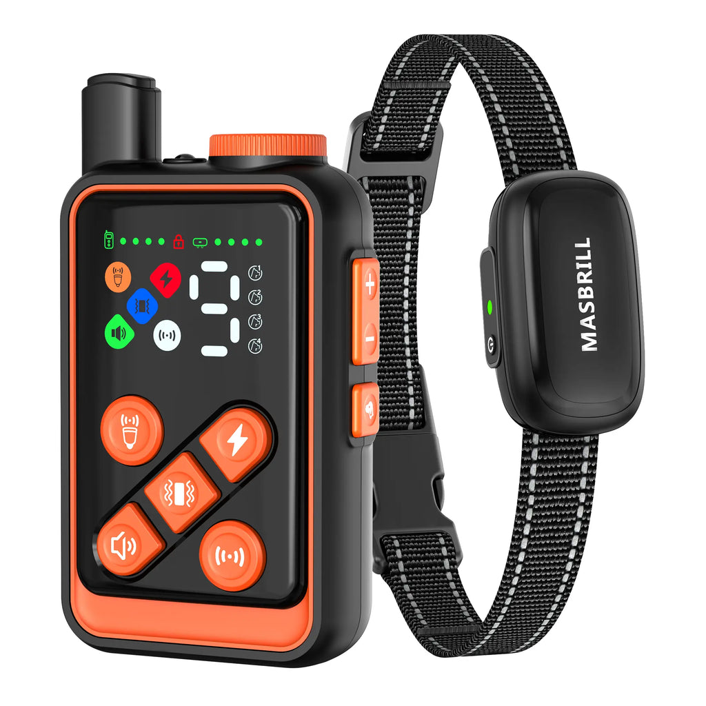 Masbrill 5-in-1 ultrasonic anti barking device and dog training collar in black