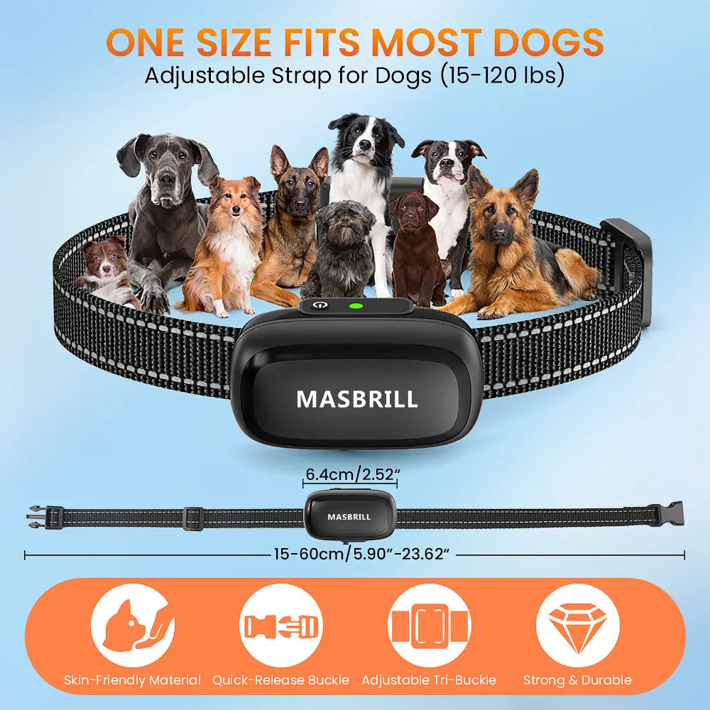 Dog collar with adjustable strap from 8 to 24 inches