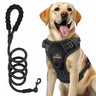 Masbrill dog harness and leash set, reflective no-pull vest harness with handle, adjustable for small to large dogs, black color front view