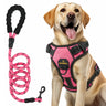 Masbrill dog harness and leash set, reflective no-pull vest harness with handle, adjustable for small to large dogs, pink color front view