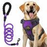Masbrill dog harness and leash set, reflective no-pull vest harness with handle, adjustable for small to large dogs, purple color front view