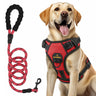 Masbrill dog harness and leash set, reflective no-pull vest harness with handle, adjustable for small to large dogs, red color front view