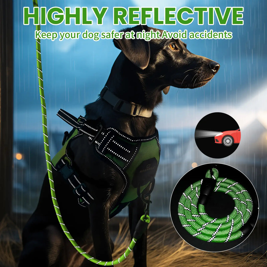 Masbrill dog harness with reflective safety strips to enhance night visibility for dogs