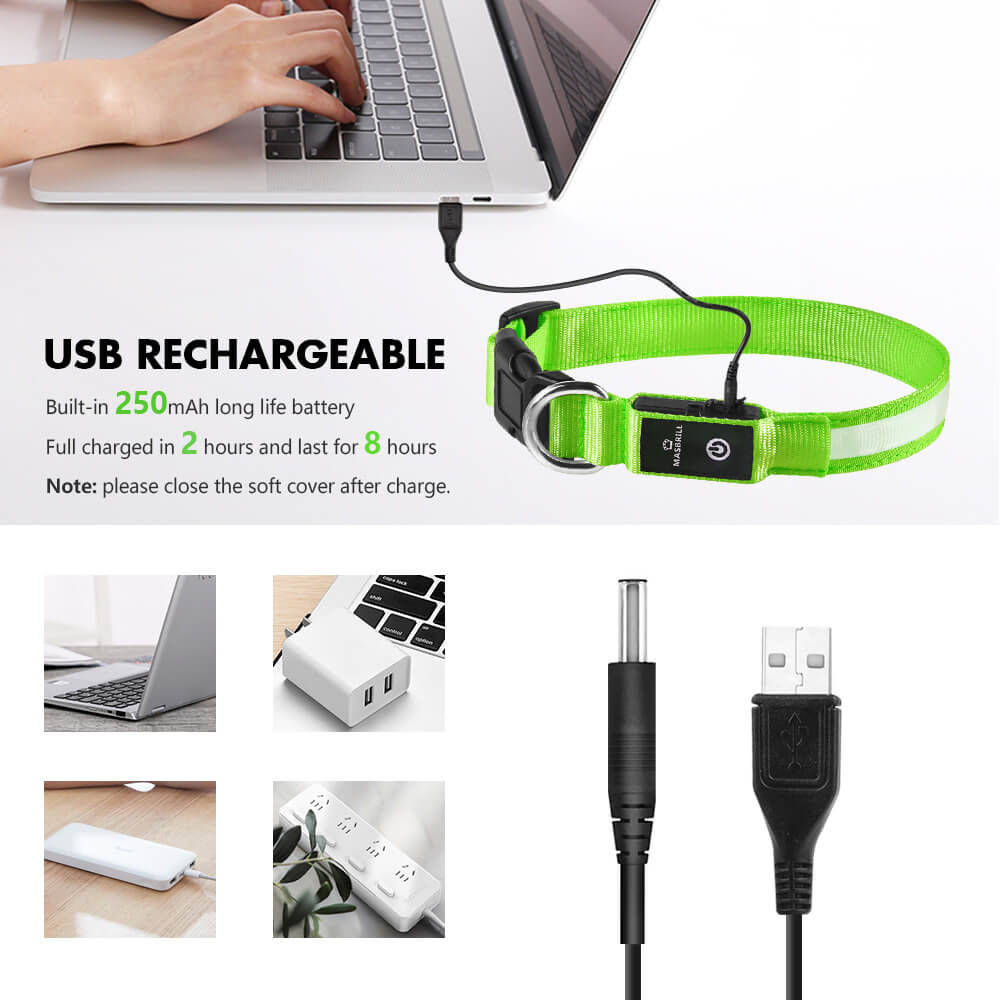 MASBRILL Rechargeable Waterproof Light - Up Dog Collar - MASBRILL