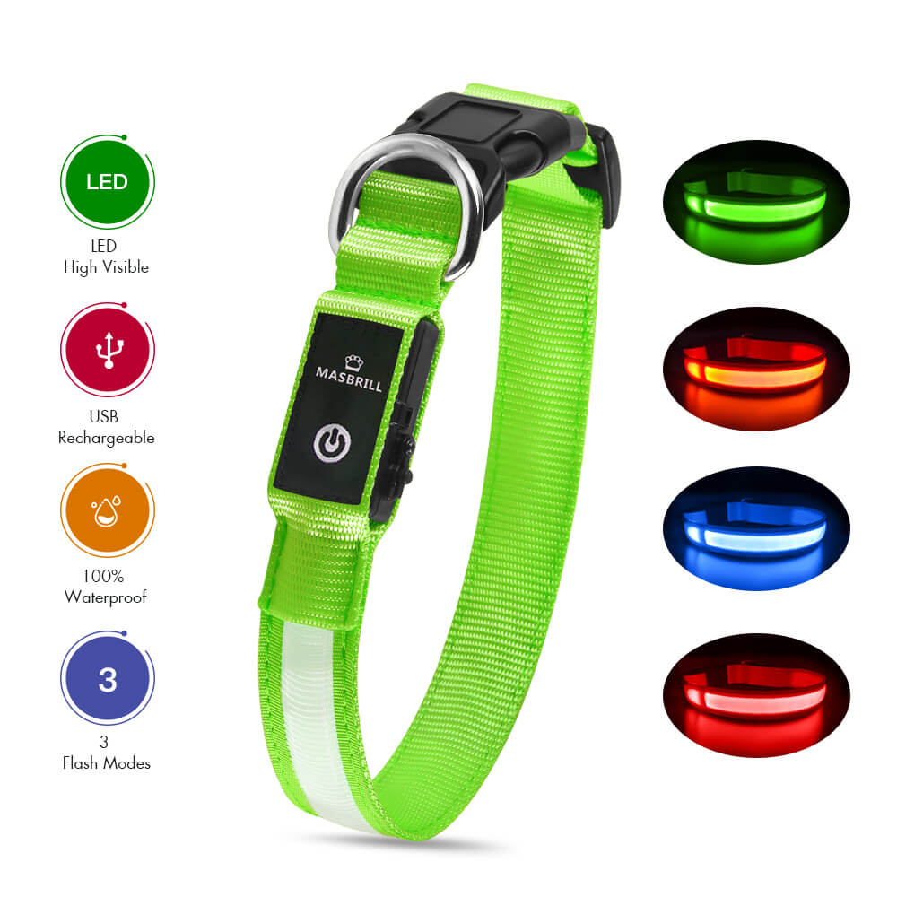 MASBRILL Rechargeable Waterproof Light - Up Dog Collar - MASBRILL