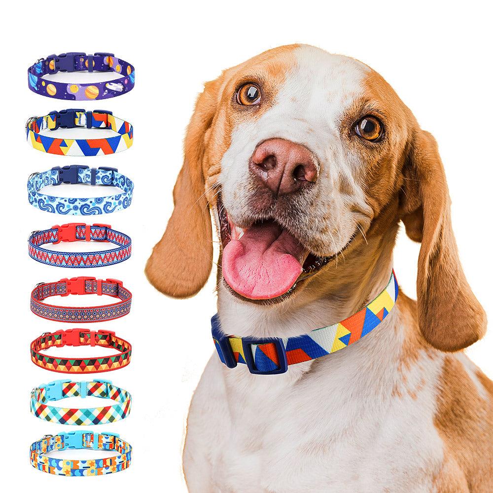 MASBRILL Durable Comfortable Nylon Adjustable Fashion Printed Dog Collar - MASBRILL