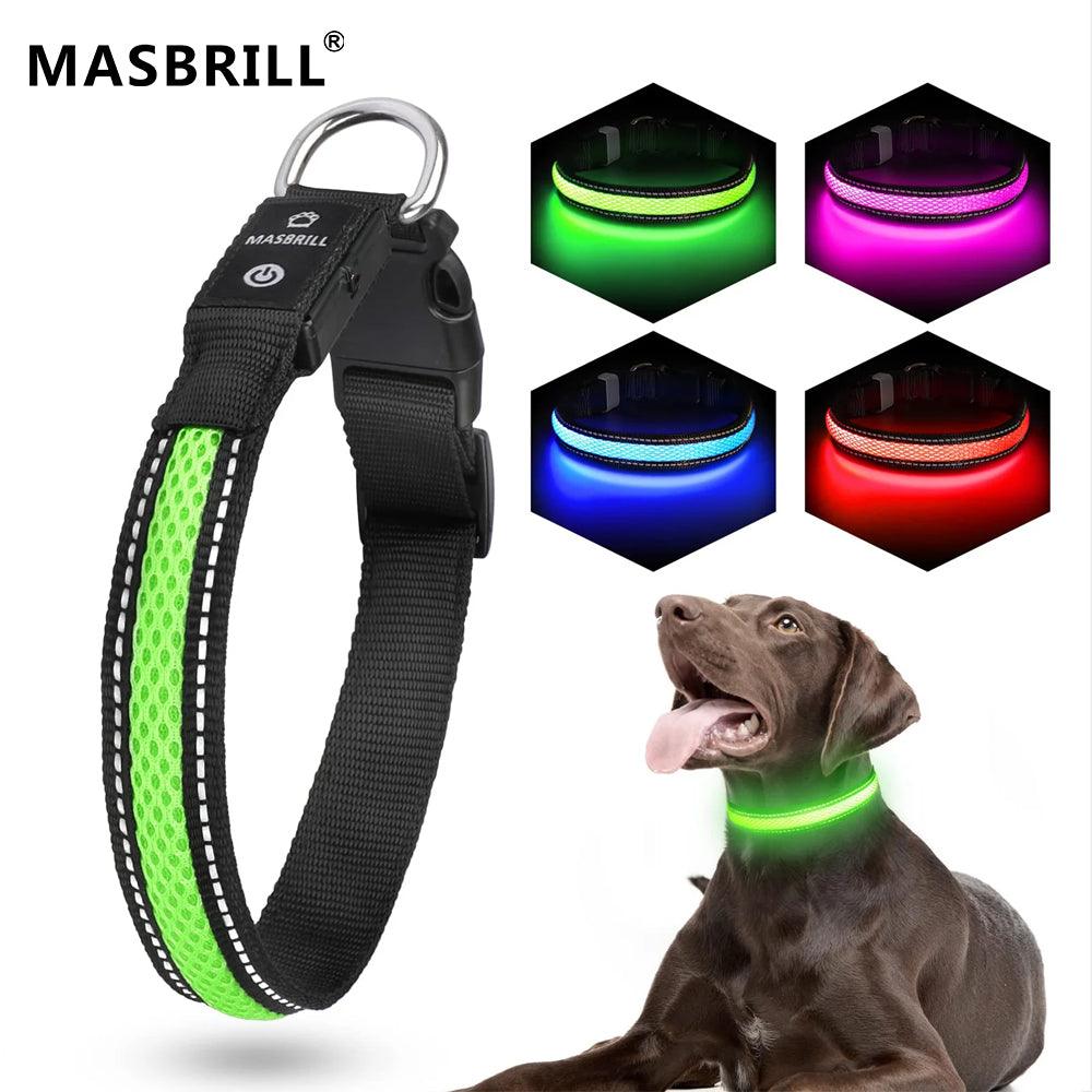 MASBRILL LED Adjustable Soft Mesh Dog Collar - MASBRILL
