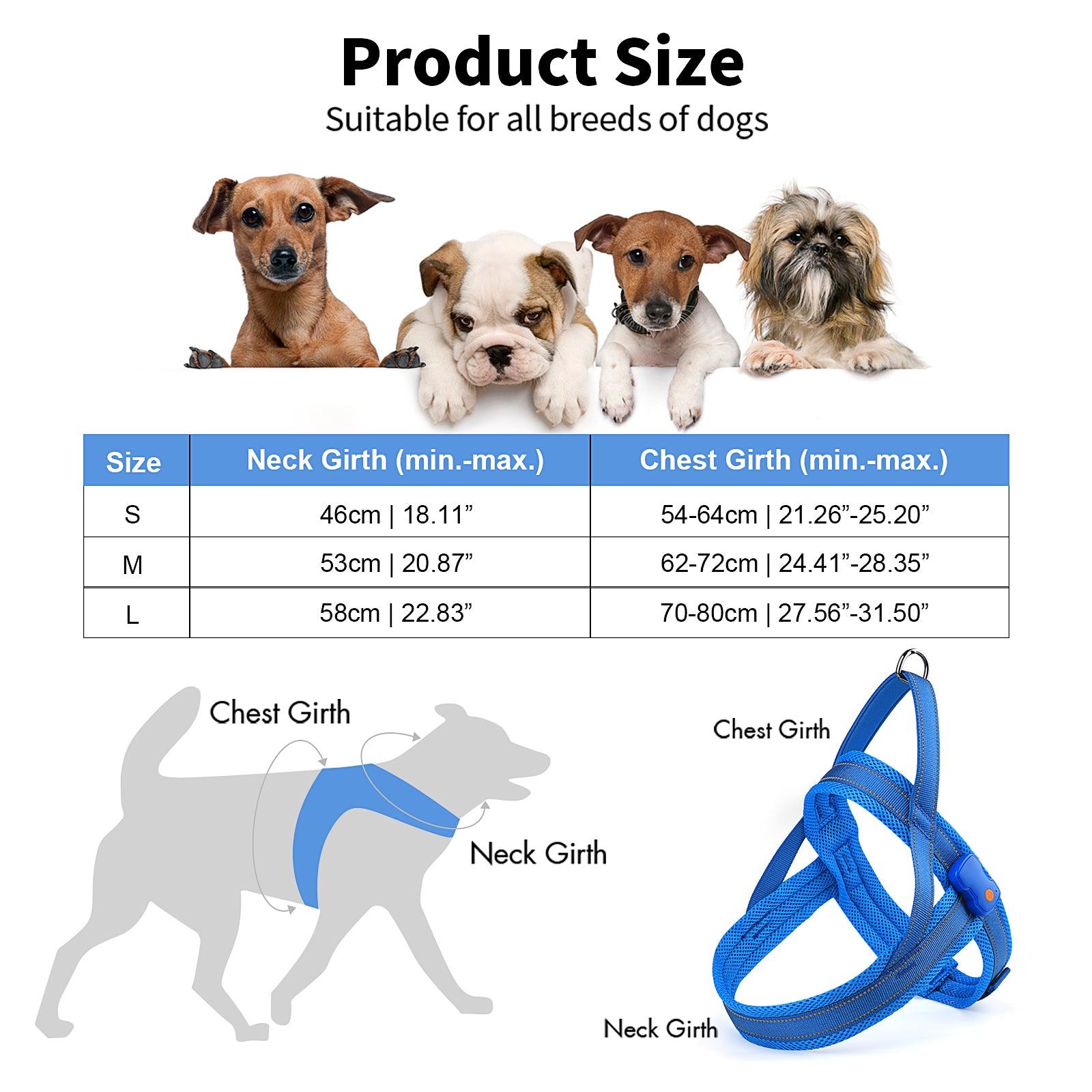 Jump dog harness size chart on sale